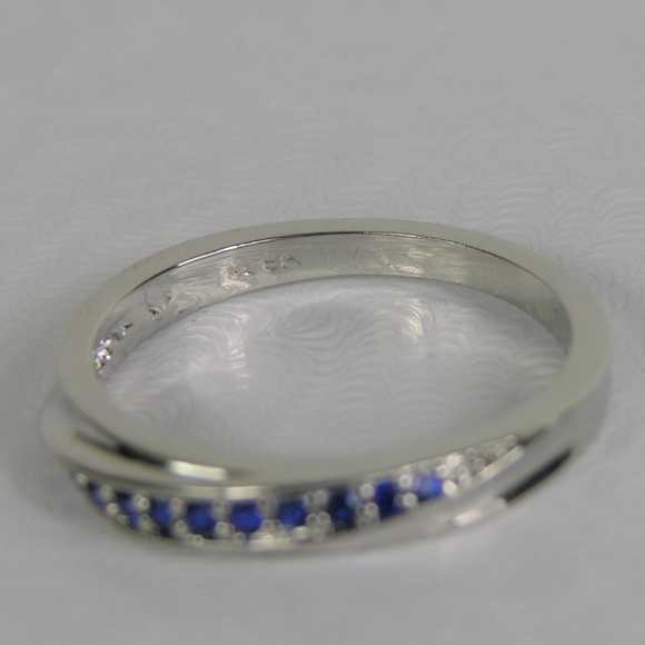 Pave 18k White Gold Plated & Sapphire Zircon Ring - Picture 5 of 6